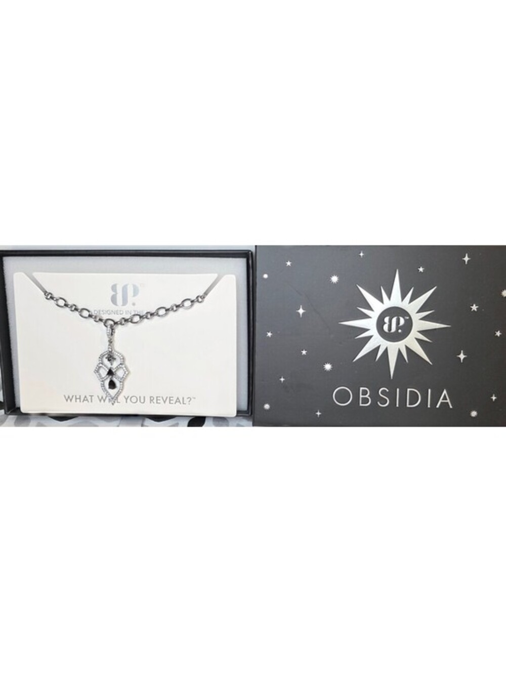 Obsidia Stardust Falls Necklace with Genuine Black Obsidian Pendant